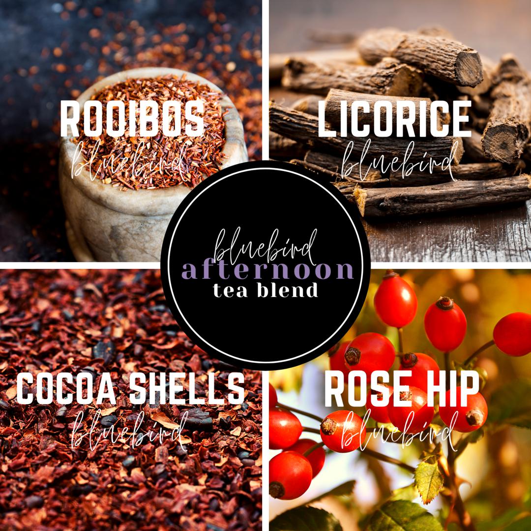 Afternoon Tea Blend-Nourish & Balance-Bluebird Trading Co-Rooibos Tea-Licorice Tea-Cocoa Shells Husk Tea-Rosehip Tea